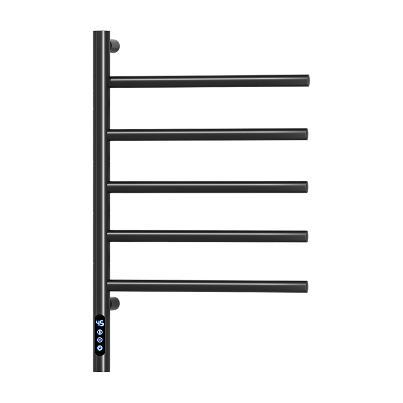 F50 Black Wall-Mounted Swivel Heated Towel Rail