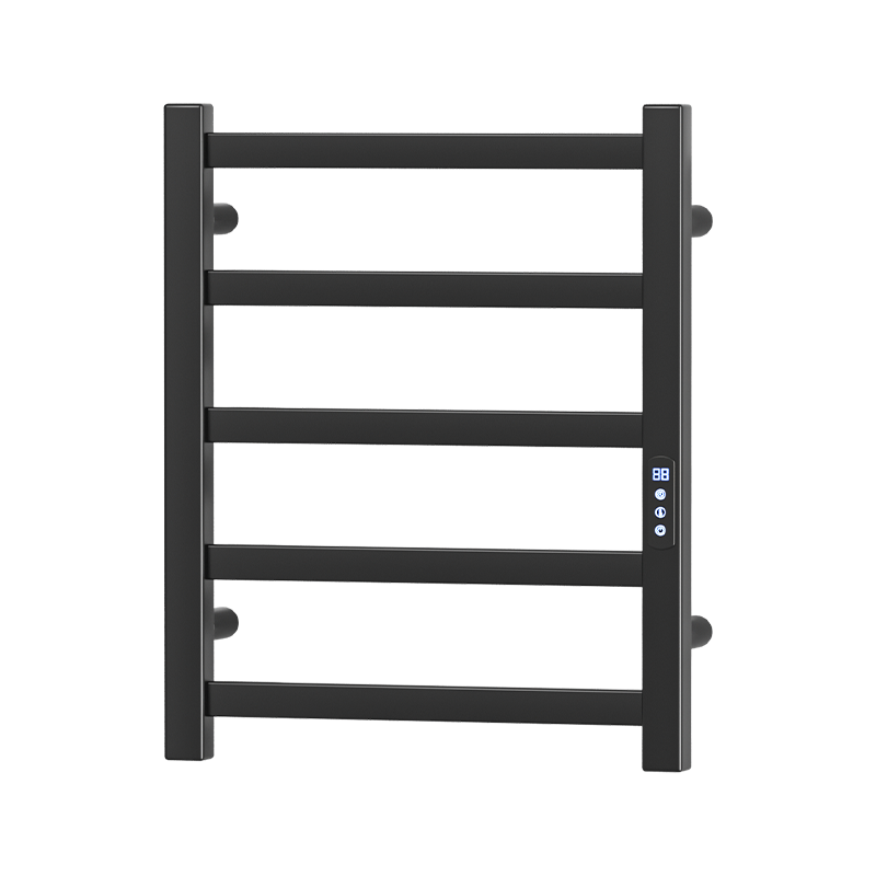 F57 Black Wall-Mounted Ladder-Style Heated Towel Rail