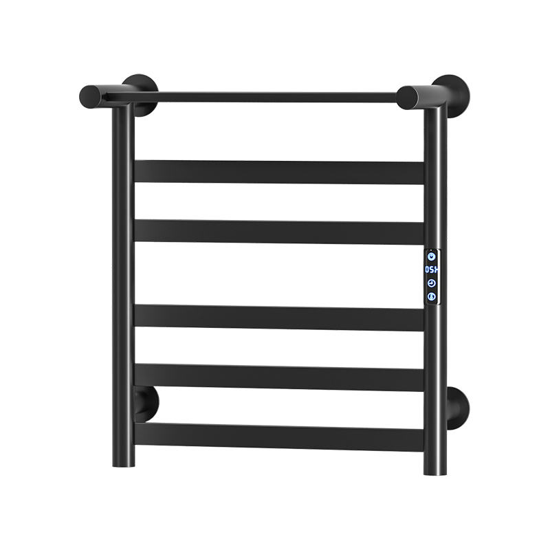 P50 Black Wall-Mounted Ladder-Style Heated Towel Rail