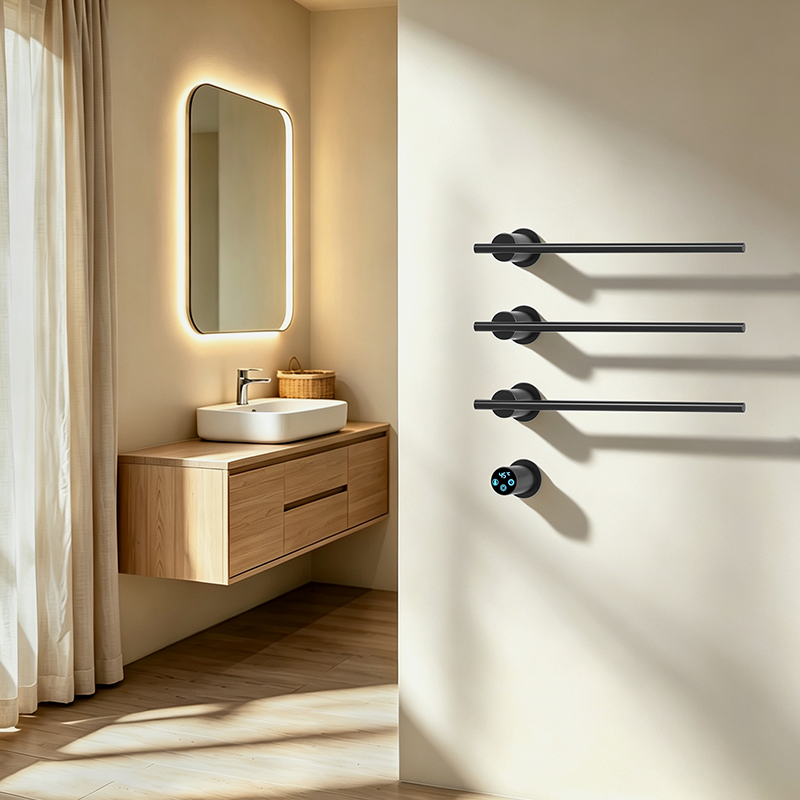 A30 Black Concealed-Mount Heated Towel Rail